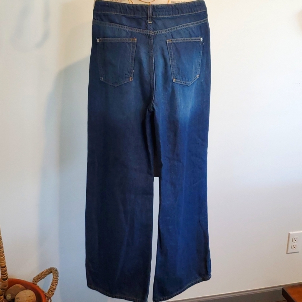 Pilcro Dark Blue Flare & Wide Leg Jeans - Picture 9 of 12